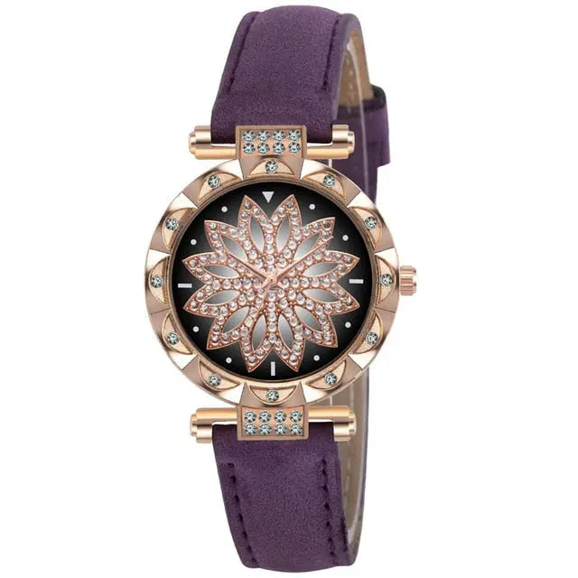 New Fashion Leather Strap Watch Women Quartz Watch Romantic Starry Sky Wrist Watch Bracelet Set for Women Gift Wrist Accessories eprolo