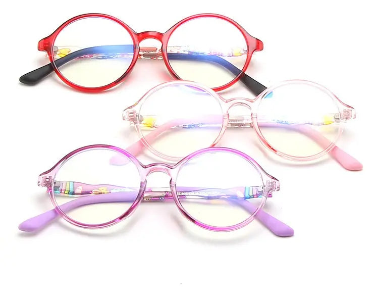 New Kids' Round Frame Anti-blue Flat Mirror Tr90 Colorful Kids' Glasses for Students eprolo