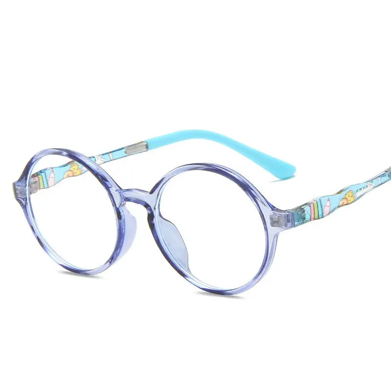 New Kids' Round Frame Anti-blue Flat Mirror Tr90 Colorful Kids' Glasses for Students eprolo