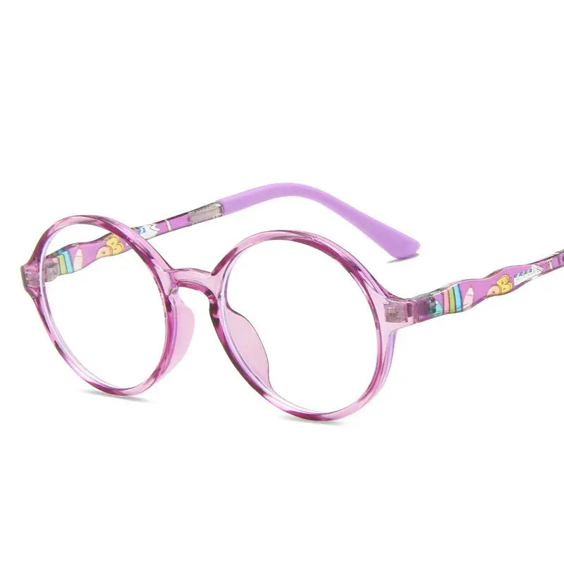 New Kids' Round Frame Anti-blue Flat Mirror Tr90 Colorful Kids' Glasses for Students eprolo