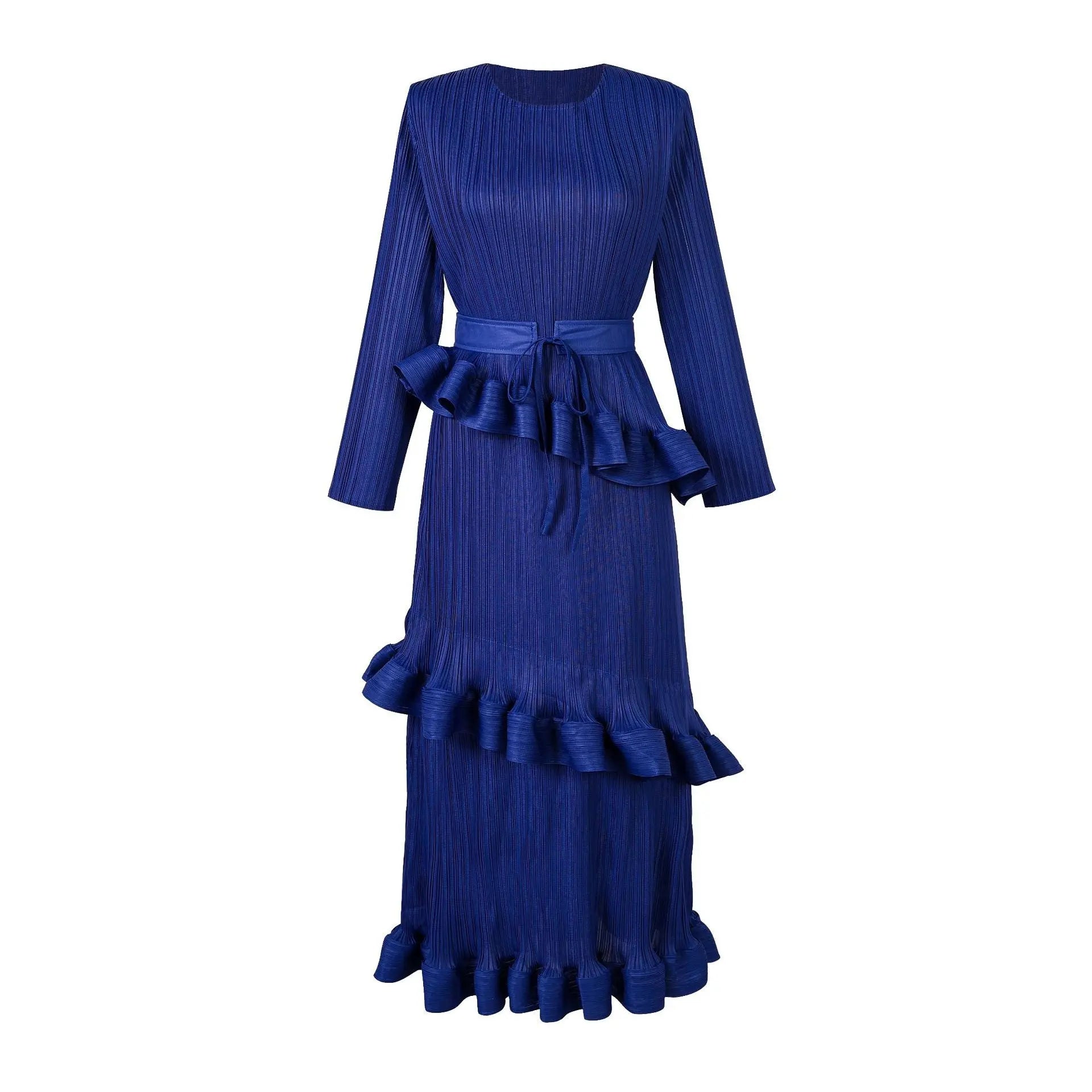 Pleated Spliced Ruffles Dress Women eprolo