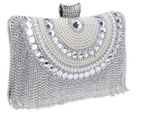 Rhinestones Tassel Clutch Diamonds Beaded Metal Evening Bags Chain Shoulder Messenger Purse Evening Bags For Wedding Bag eprolo