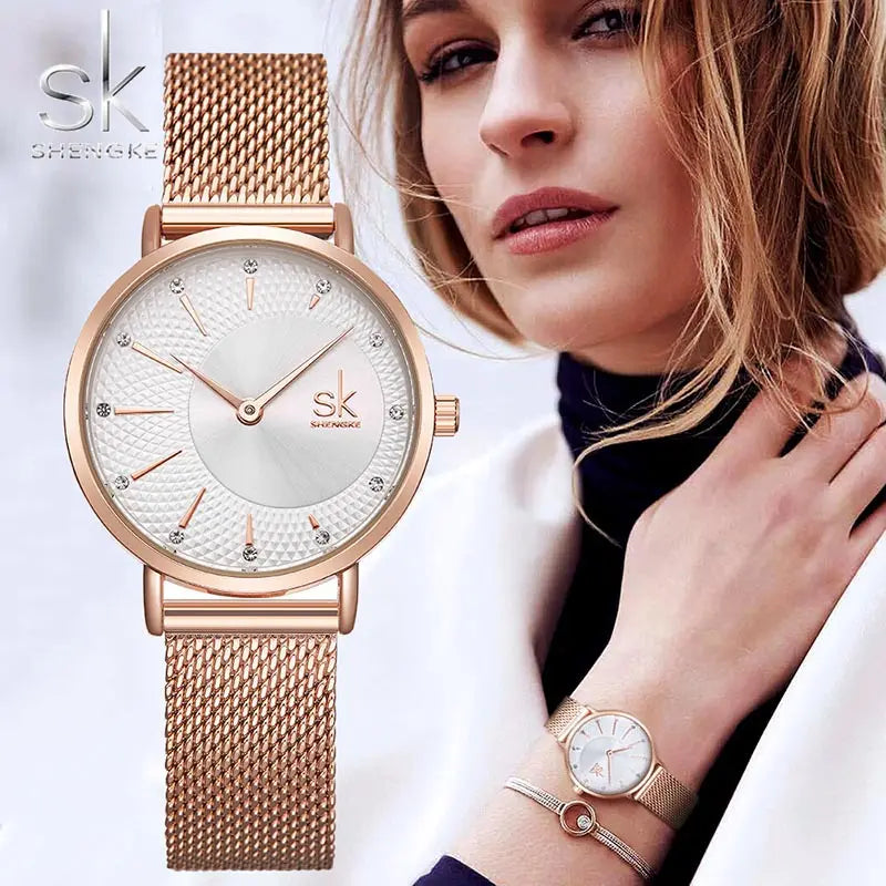 SHENGKE SK Women Watch Top Brand Luxury 2019 Rose Gold Women Bracelet Watch For Ladies Wrsit Watch Montre Femme Relogio Feminino eprolo