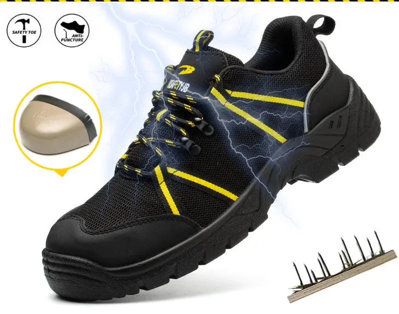 Smash-proof And Puncture-proof Safety Work Shoes On The Construction Site M.Noor