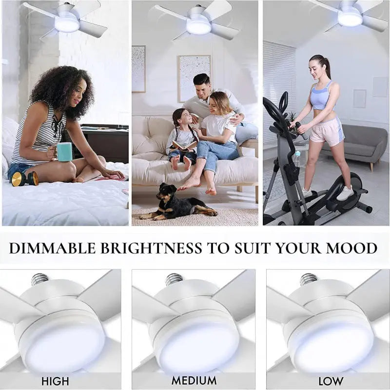 Socket Fan Light With Remote Adjustable Screw Mouth Intelligent Remote Control Integrated LED Fan Light M.Noor