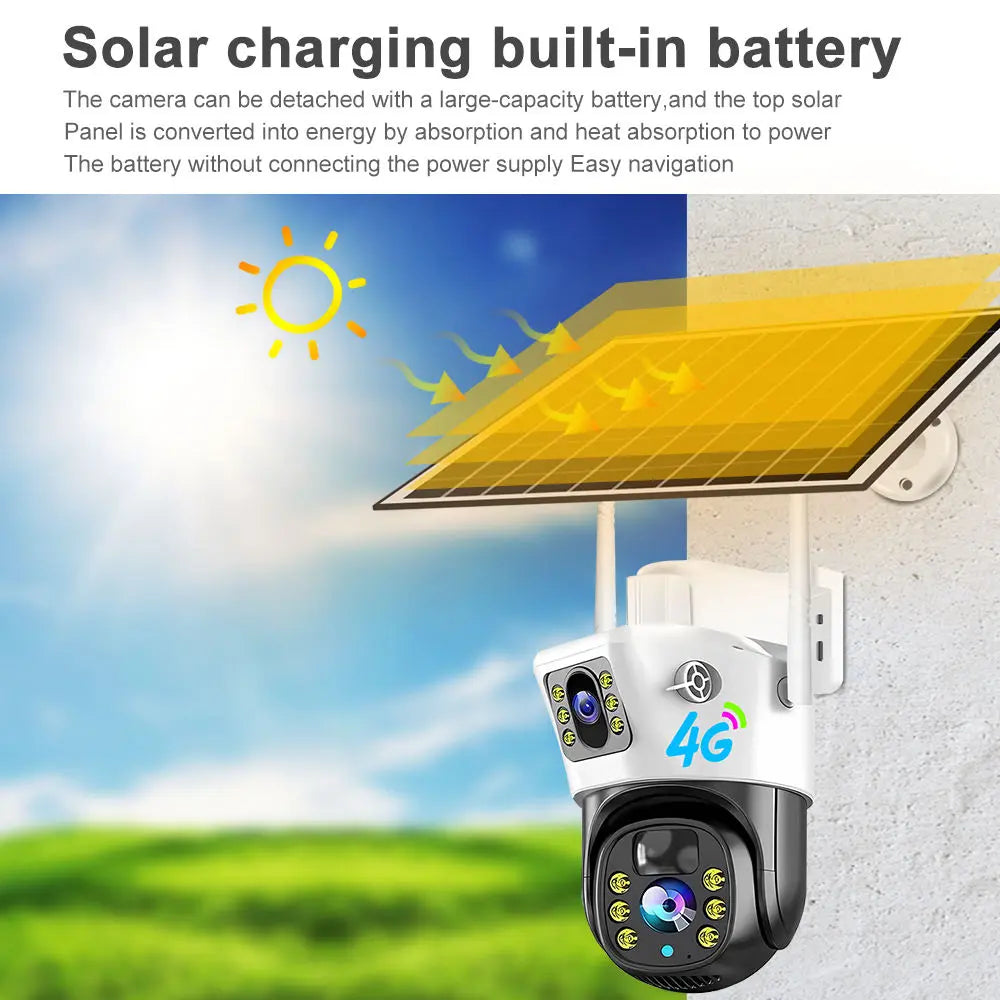 V380PRO  4G Solar Camera 4MP Dual Lens Home Security  Camera With Solar Panel eprolo