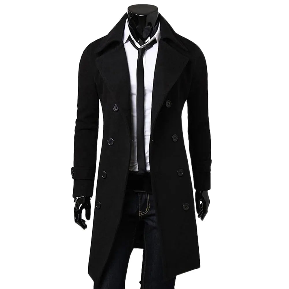 Winter Wool Jacket Men's Coat Warm Solid Jacket Double Breasted Business Casual Overcoat long cotton collar trench coat eprolo