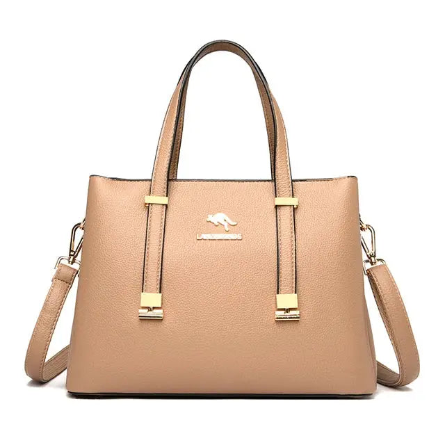 Women Leather Handbags Tri-Fold Large Capacity Women&#39;s Shoulder Bag High Quality Solid Color Messenger Bags For Women Sac A Main