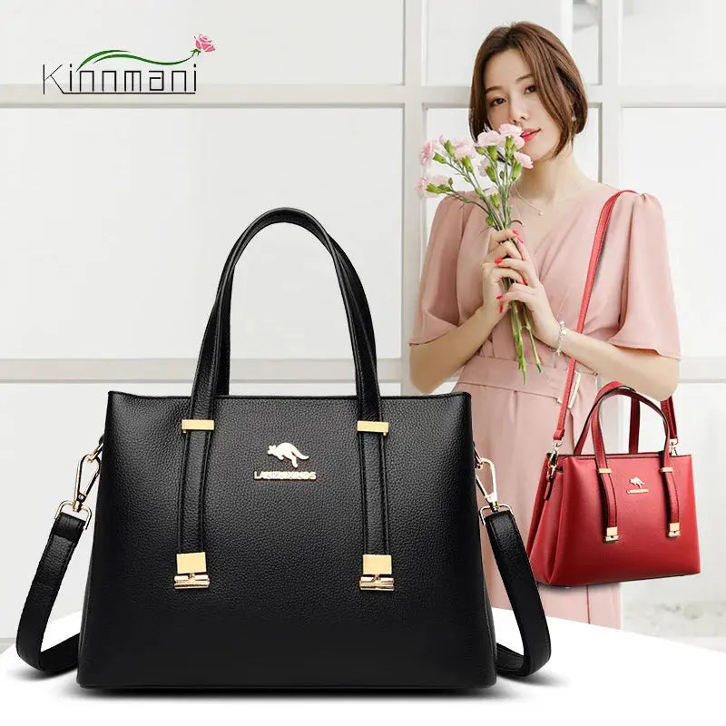 Women Leather Handbags Tri-Fold Large Capacity Women&#39;s Shoulder Bag High Quality Solid Color Messenger Bags For Women Sac A Main