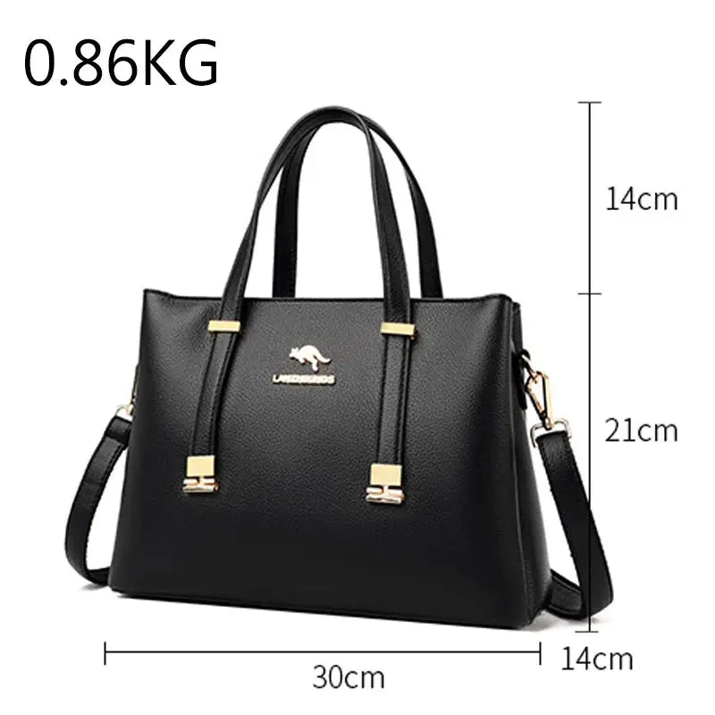 Women Leather Handbags Tri-Fold Large Capacity Women&#39;s Shoulder Bag High Quality Solid Color Messenger Bags For Women Sac A Main