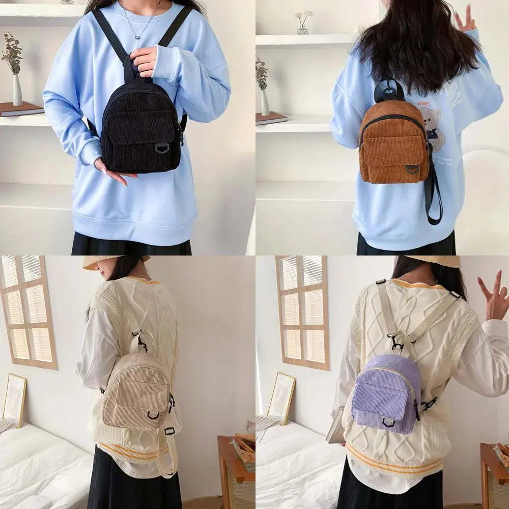 Women Vintage PU Leather Small Backpack New Fashion Lychee Pattern Mini School Bags Female Solid Color Shoulder Bags Rucksack