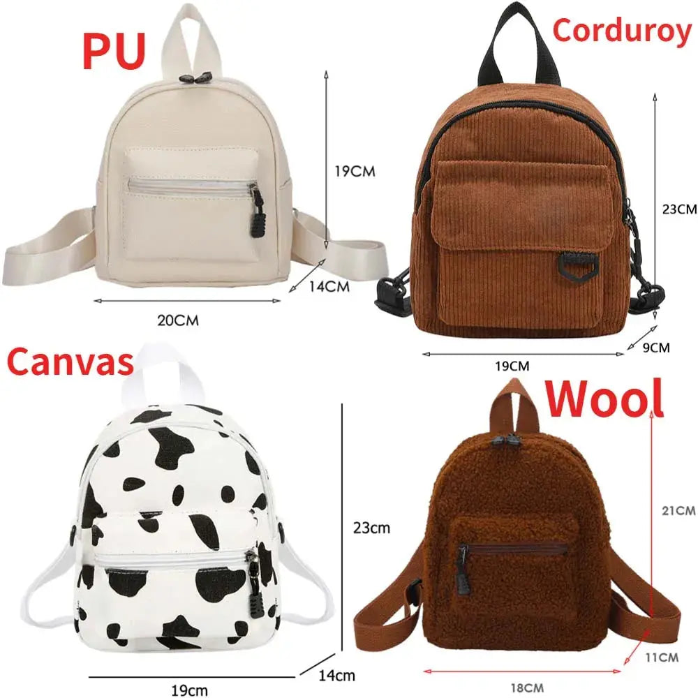 Women Vintage PU Leather Small Backpack New Fashion Lychee Pattern Mini School Bags Female Solid Color Shoulder Bags Rucksack